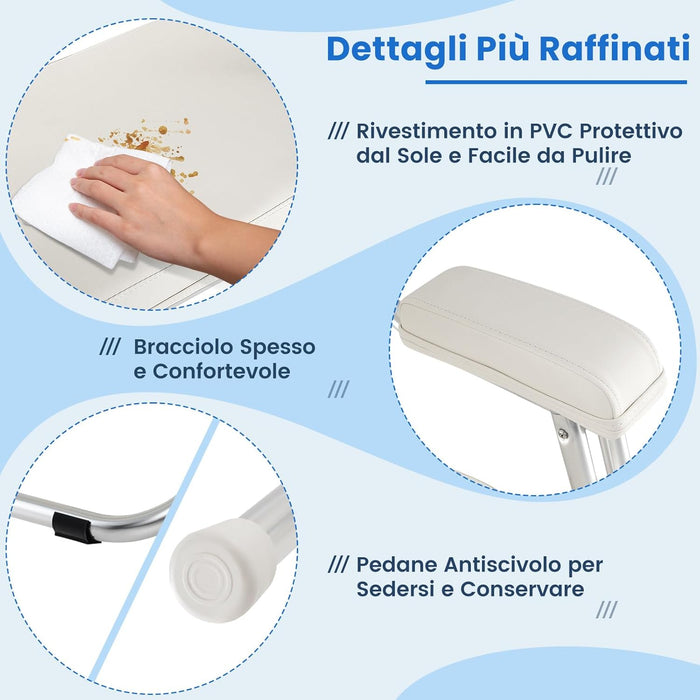 Sedia da Barca Pighevole, Sedia da Spiaggia in Alluminio con Seduta Imbottita, Poltrona Portatile per Esterni, Piedini Antiscivolo, Sedia da Campeggio Portata 150 kg