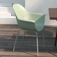 Set 4 Sedie da Giardino con Piedini Antiscivolo, in PP e Acciaio, 59x55x84 cm, Verde