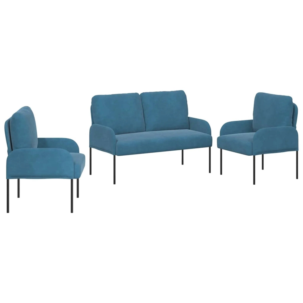 Set divani 3 pcs Blu 115 x 56 x 80 cm Legno compensato 3406216