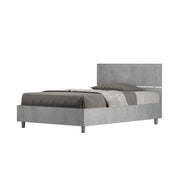 Letto 1 Piazza e Mezzo 120x190 cm con Rete e Contenitore Demas Testata Dritta Cemento