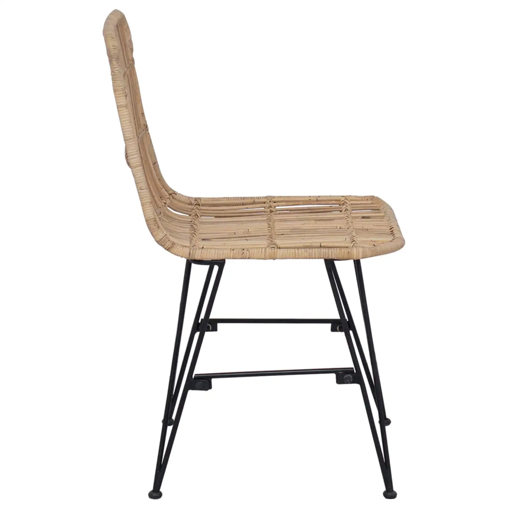 Sedia da pranzo 2 pcs Naturale 41 x 55 x 85 cm Rattan e acciaio