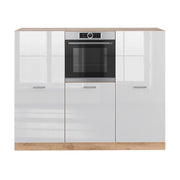 Cucine componibili piccole R-Line Bianco lucido/Rovere dorato 180 cm senza piano di lavoro Vicco