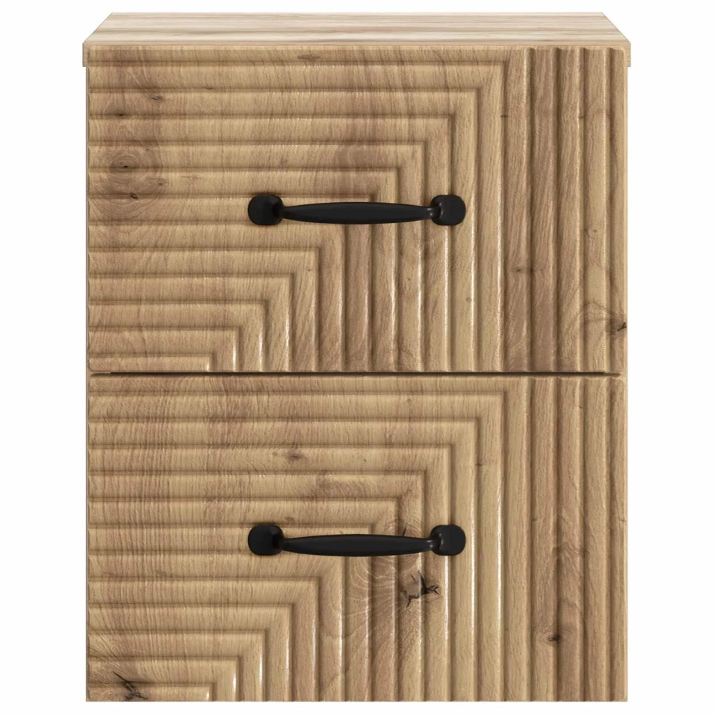 Mobiletto da notte a muro con cassetto 2 pcs Rovere Artigianale 898654