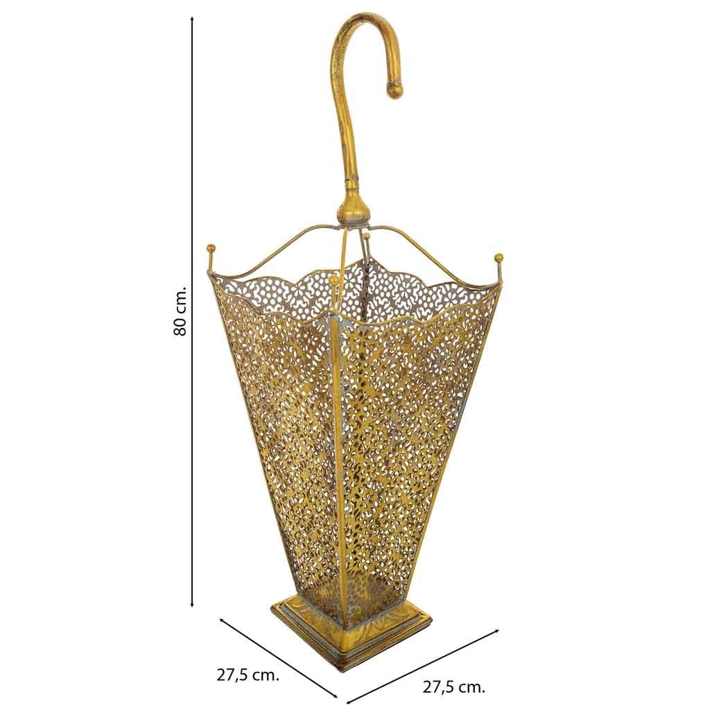Portaombrelli in metallo dorato 27,5x27,5x80h cm