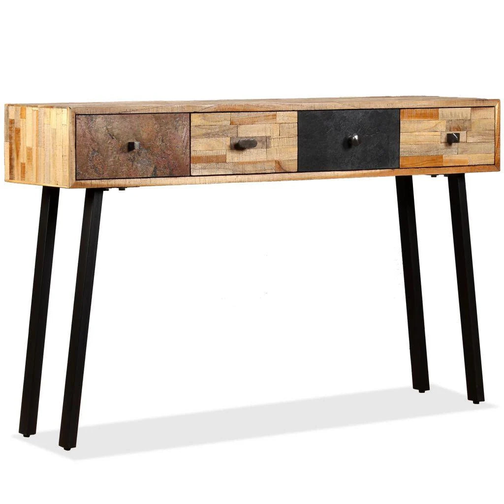 Consolle portaoggetti in teak massiccio di recupero 120 x 30 x 76 cm marrone 4402037