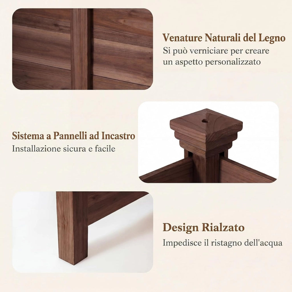 Recinzione da Giardino a 2 Pannelli, Recinto da Esterno in Legno Massello, Pannelli Frangivista a Doghe da Esterno per Copri Bidoni, Condizionatore e Attrezzature