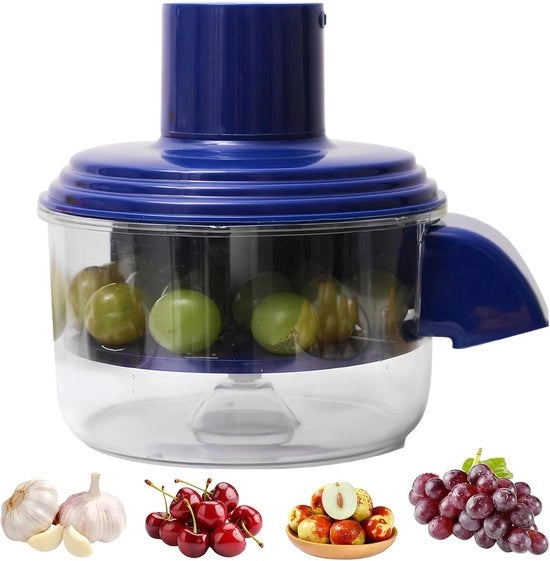 Schiacciafrutta automatico a pulsante unico, realizzato in acciaio inossidabile, è un schiacciafrutta elettrico per frutta, uva, verdure, aglio e altri accessori da cucina.
