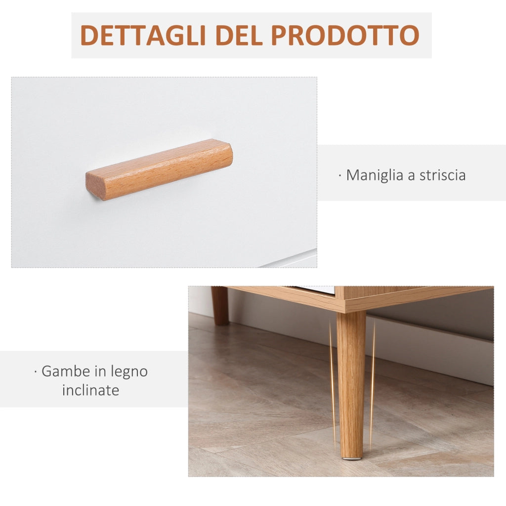 Cassettiera 3 Cassetti in Legno ¨C Zephmum ¨C 80x39x80 cm Bianco Legno