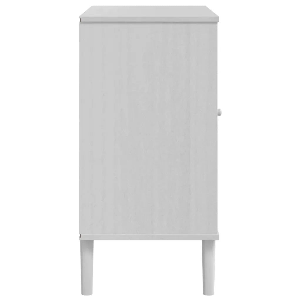 Credenza | Madia | Buffet da pranzo | Armadio da pranzo SENJA Aspetto Rattan Bianco 80x40x80 cm Massello Pino