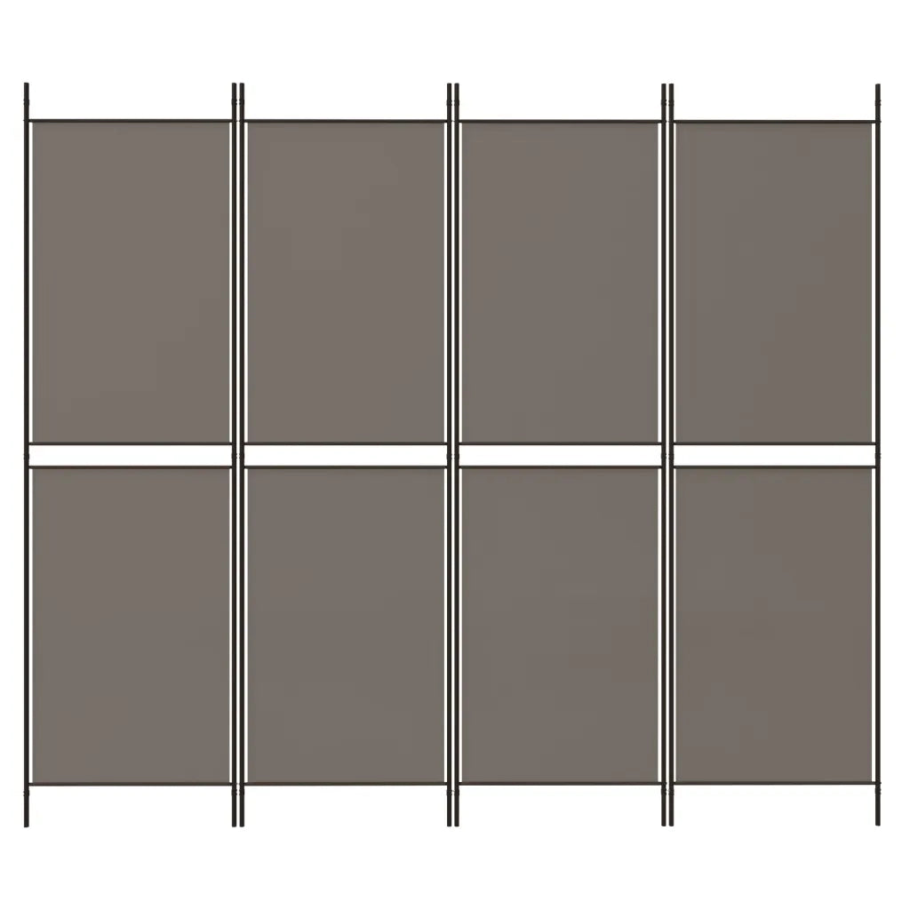 Divisorio a 4 Pannelli Antracite 200x200 cm Tessuto 350232