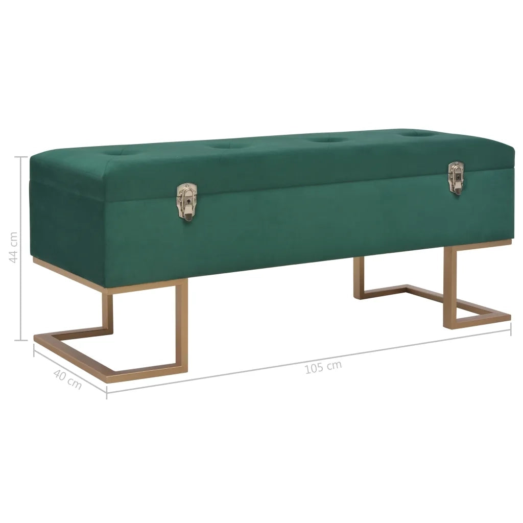 Panca con Vano Portaoggetti-Panca con Contenitore-Sgabello 105 cm in Velluto Verde