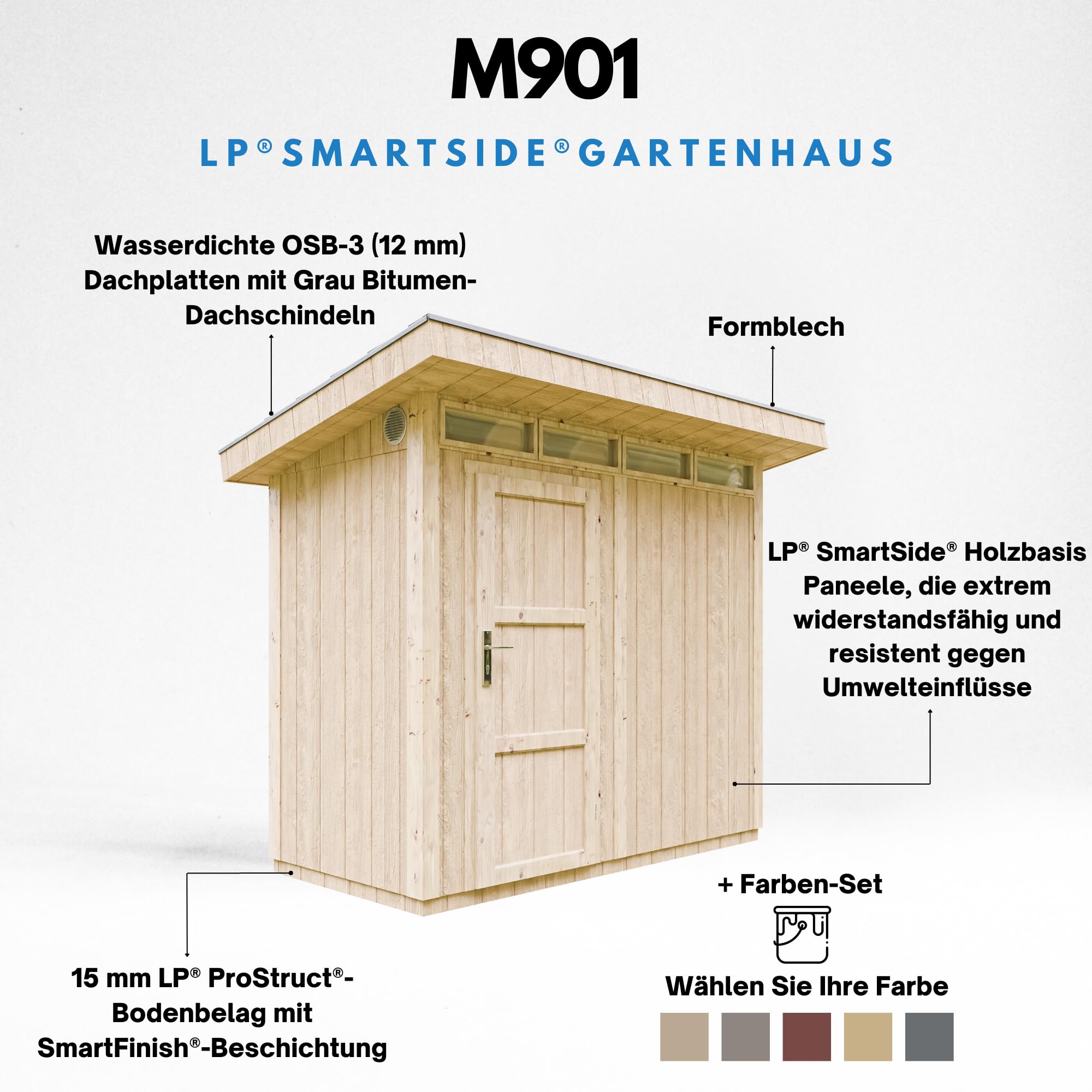 Casetta da Giardino di QUALIT? PREMIUM 3m?²-L161xW294cm - TIMBELA M901-TUNDRA GREY