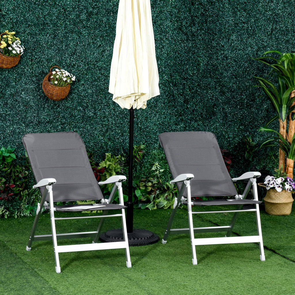 Sedia da giardino pieghevole con schienale alto reclinabile ¨C zephmum ¨C Grigio