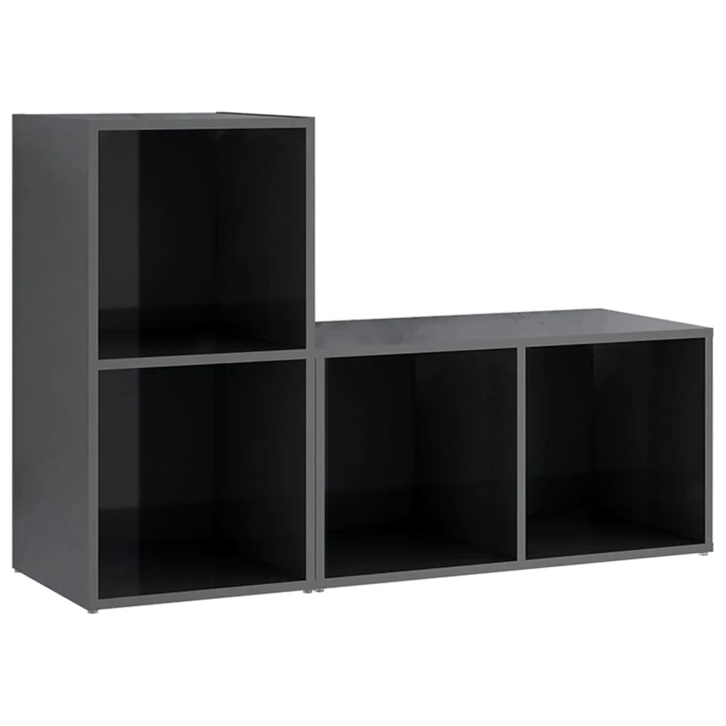 Mobile TV multimediale mensola TV credenza mobile TV sala da pranzo soggiorno camera da letto 2 pezzi lucido 72 x 35 x 36,5 cm legno ingegnerizzato grigio 02_0028595