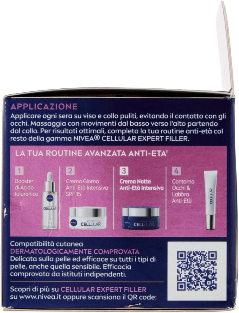 NIVEA CREMA NOTTE ANTI ETÀ INTENSIVA 50 ML CON ACIDO IALURONICO E FOLICO 24 H