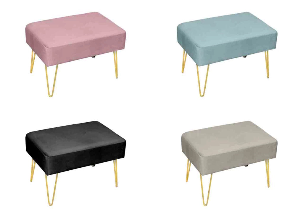 Pouf Salotto/Camera Panca Design Moderno Modello Velvet In Tinta Unita - Pouf - Nero