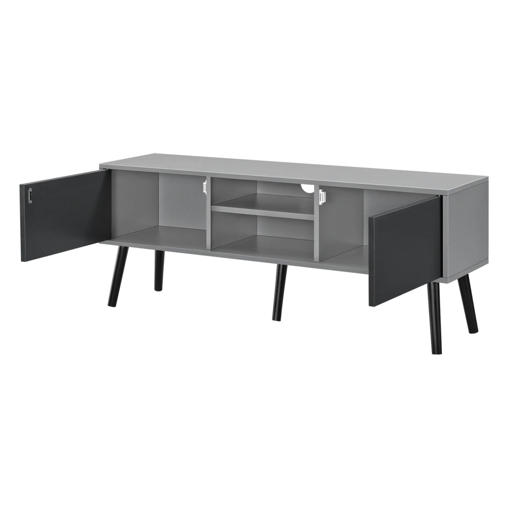 Mobile porta TV di design con supporto TV da 120 cm pannello truciolare rivestito in melaminico nero e grigio chiaro 03_0005866