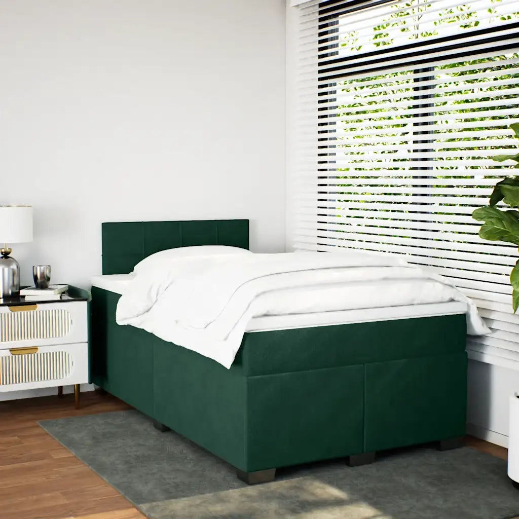 Giroletto a Molle con Materasso Verde Scuro 120x190 cm Velluto 3288561