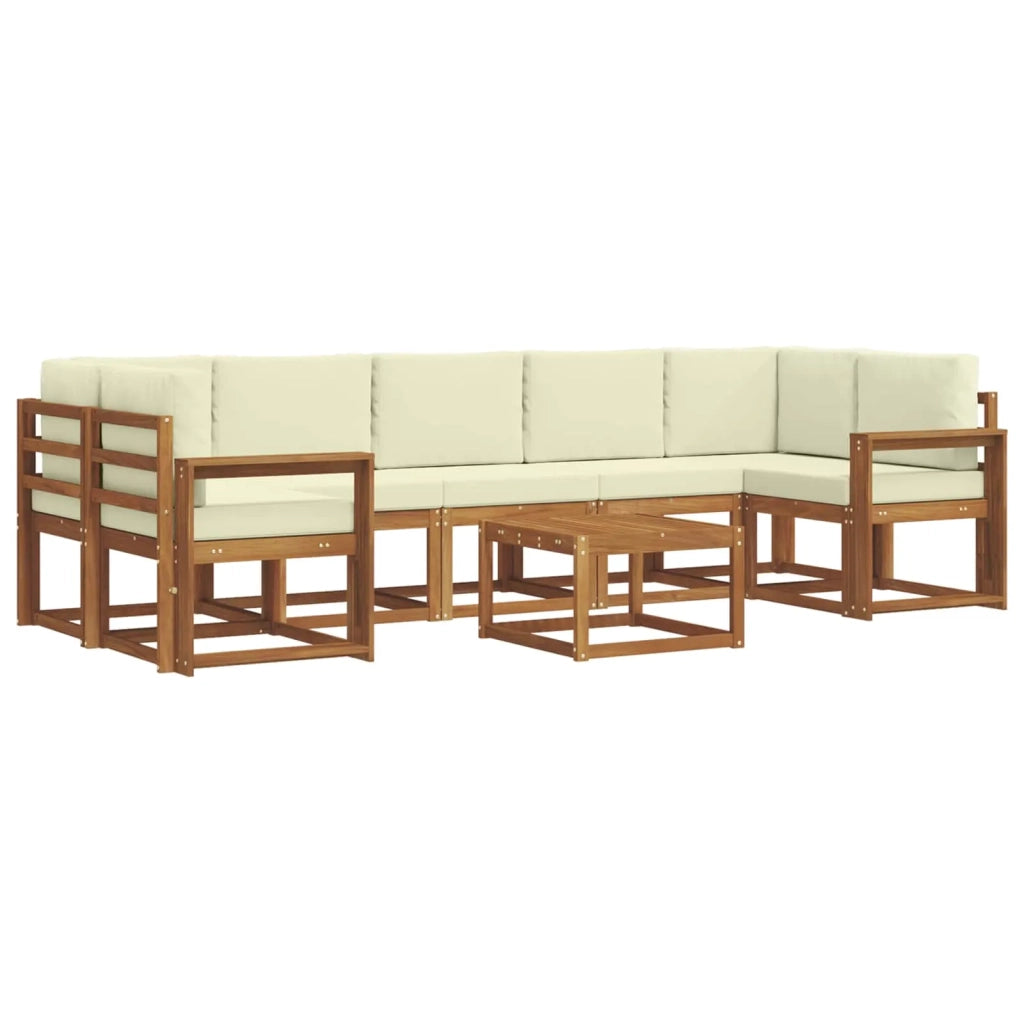 Set di divani da esterno con cuscino 8 pcs Naturale e Crema