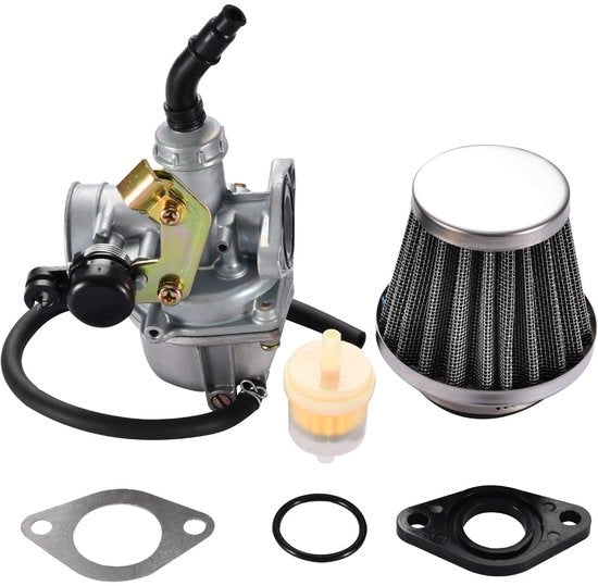 Carburatore di Rimpiazzo 19mm - Filtro d'Aria 35mm - Cavo del Choke - Per Motociclette da 50cc/70cc/90cc/110cc/125cc - Facile da Installare - Flusso d'Aria Perfetto - Carburatore per Motocicletta