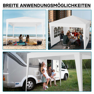 Gazebo 3 x 3 m in bianco con protezione UV 50+, tendone da giardino con lati rimovibili, tenda da festa con finestre, ad esempio per terrazze e festival