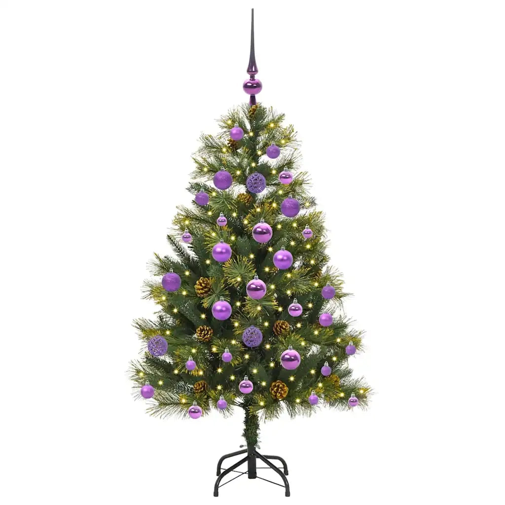 Albero di Natale artificiale pieghevole con coni Verde 120 cm