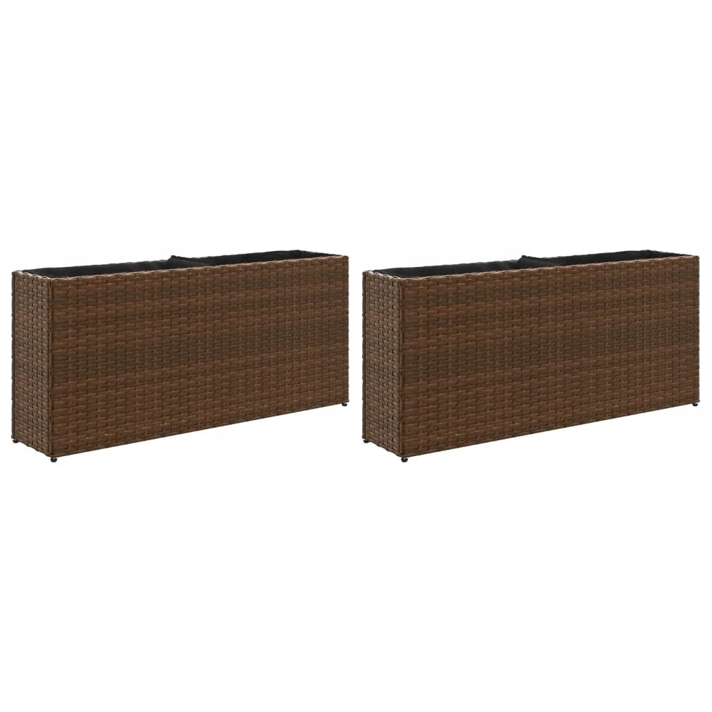 Fioriere da Giardino con 2 Vasi Marrone 90x20x40 cm Polyrattan 3210514