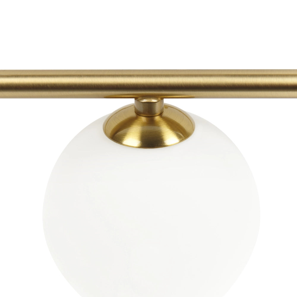 Lampada da parete con 4 luci a forma di globo e paralume in vetro base metallo dorato stile moderno