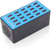 Caricabatterie USB - 20 porte - 100W - formato compatto - identificazione intelligente - adatto per smartphone e tablet - ID