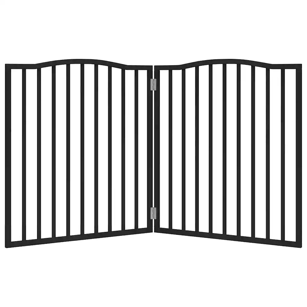 Cancello per Cani Pieghevole 2 Pannelli Nero 160cm Legno Pioppo 352226