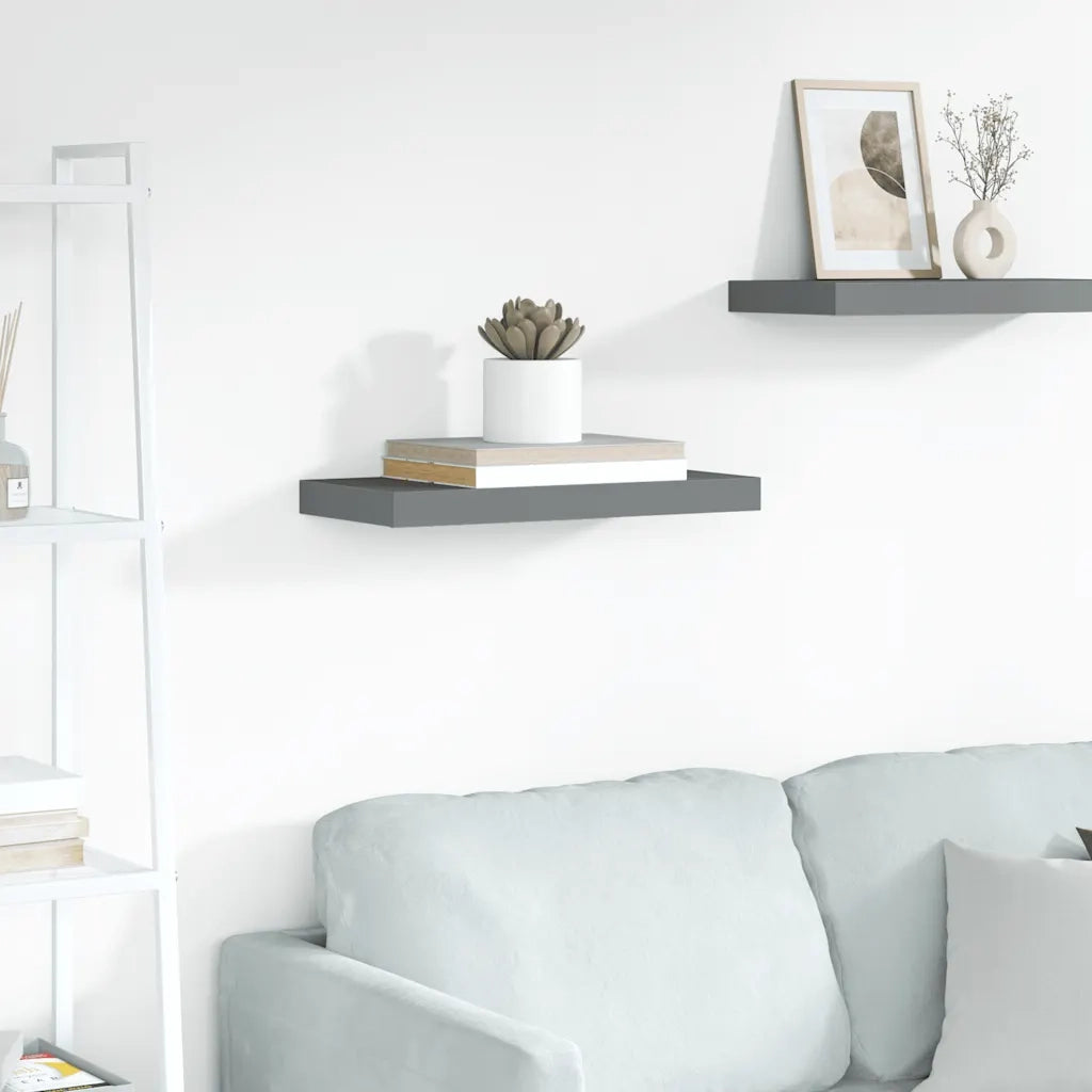 Scaffale a Parete Grigio Lucido 50x23x3,8 cm in MDF 323787