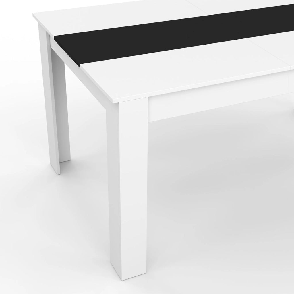 GEORGIA Tavolo da pranzo rettangolare bianco e nero per 8 persone 160 x 80 cm