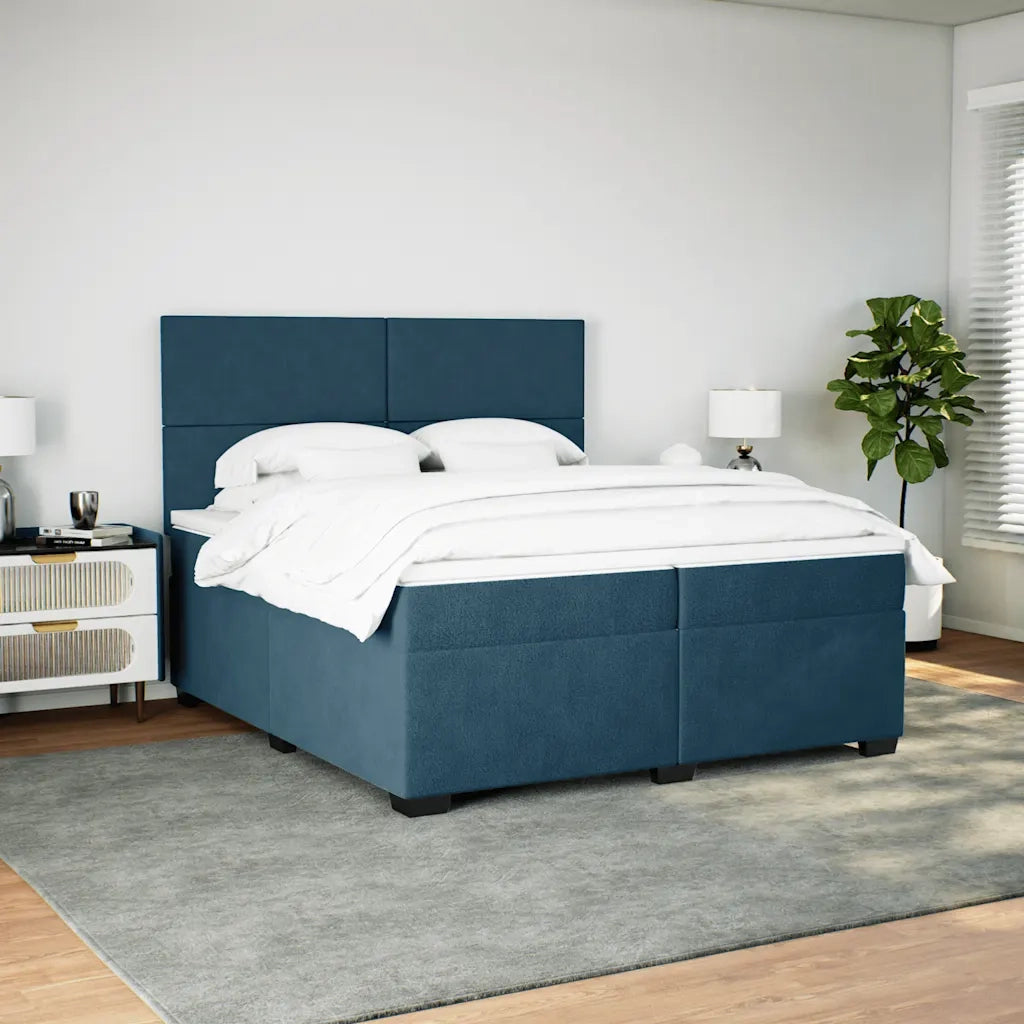 Giroletto a Molle con Materasso Blu 200x200 cm in Velluto