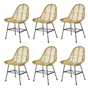 Sedie da Pranzo Set 6 pz in Rattan Naturale