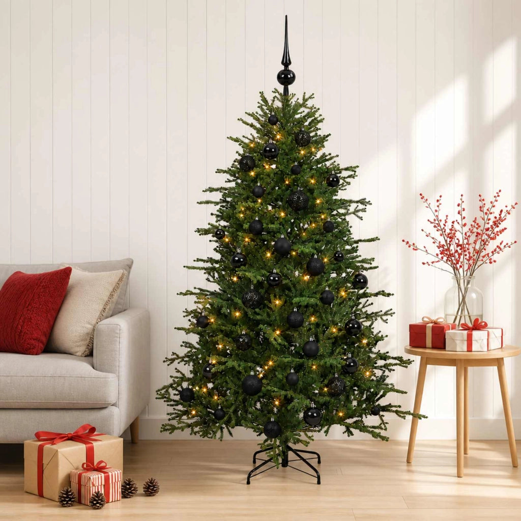Albero di Natale artificiale con palline 120 cm 150 LED 3465593
