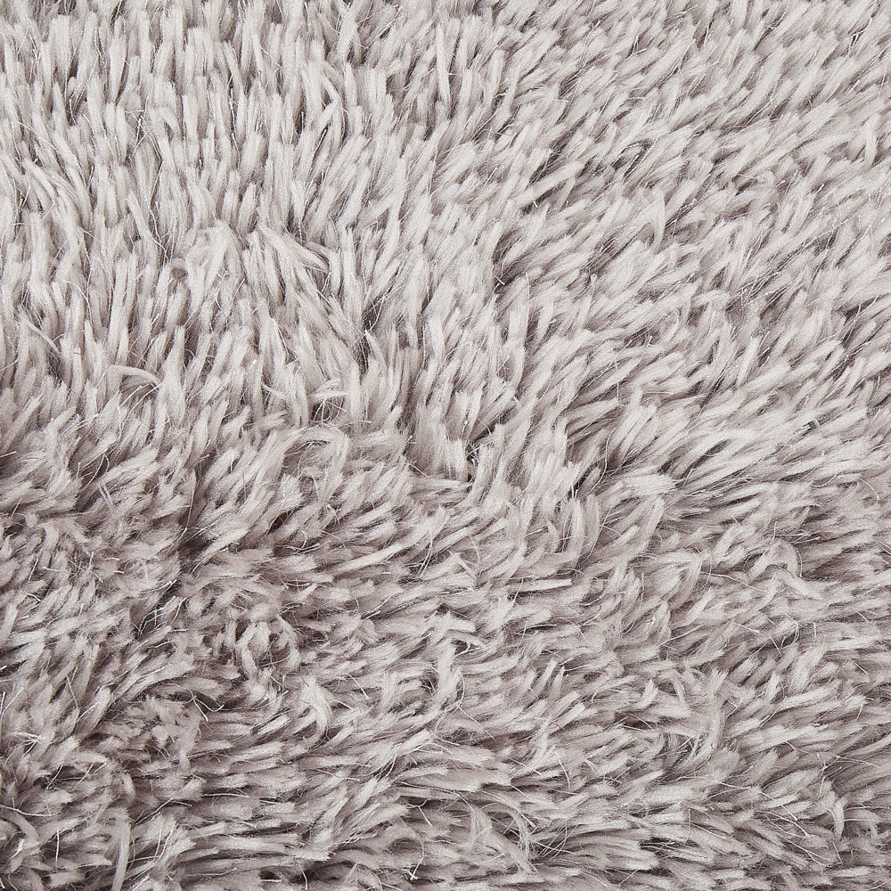 Tappeto Shaggy Tappeto a pelo lungo Solido Poliestere Grigio Rotondo 140 cm