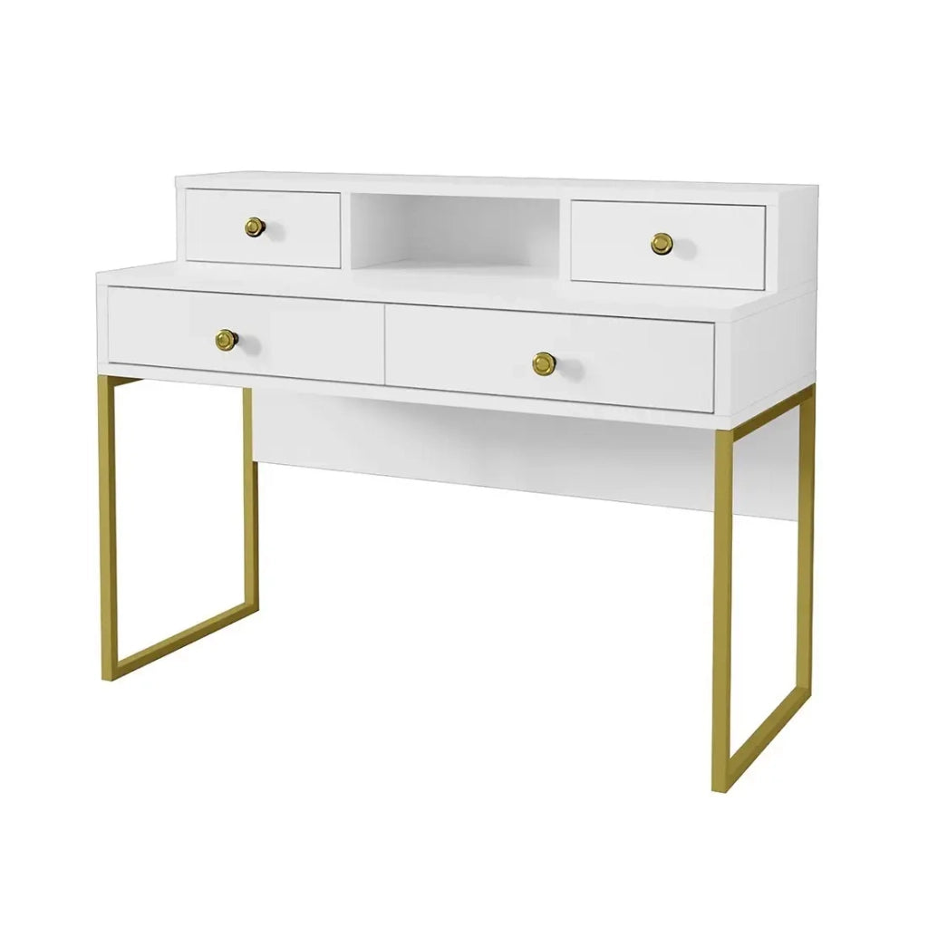 Consolle da ufficio design collezione DOUGLAS con quattro cassetti e uno scomparto, colore bianco, 120 x 95 x 50 cm