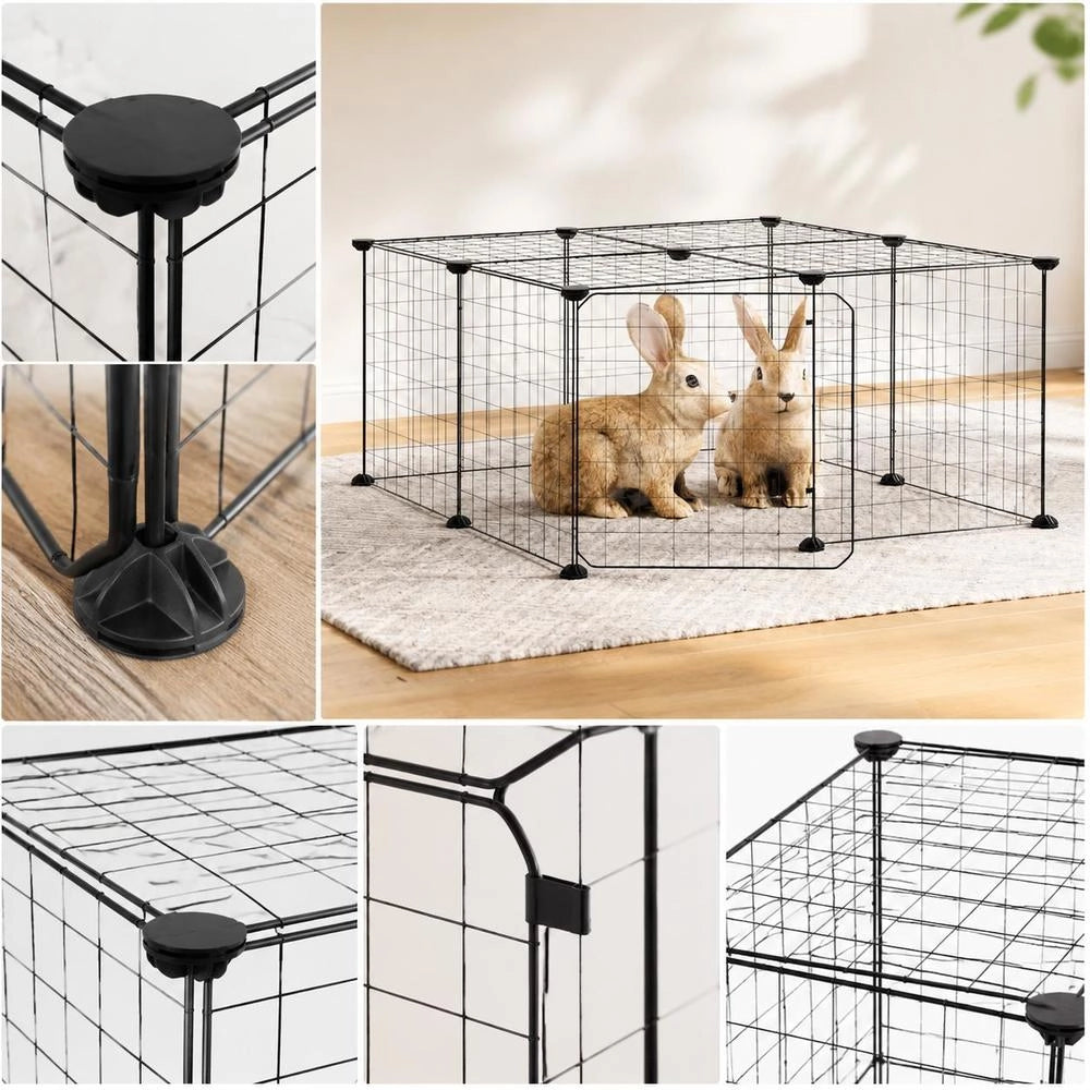 12-piece Pet Cage With Door, Black, 35x35 Cm, Steel
