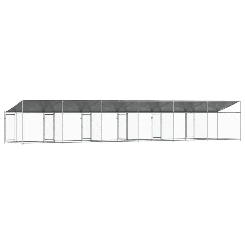 Gabbia Cani con Tetto e Porte Grigia 12x2x2 m Acciaio Zincato 3209567