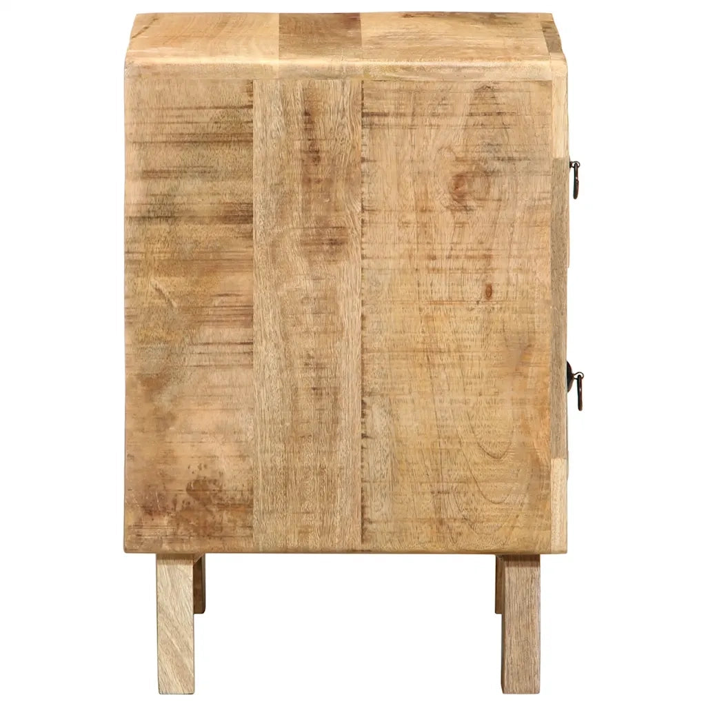 Comodino | Armadio da Notte | Mobiletto da notte 40x32x46 cm in Legno Massello di Mango Grezzo