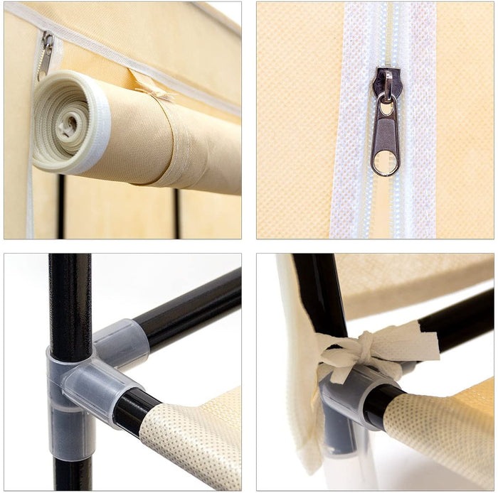 Mobile scarpiera ripiano in tessuto con cerniera 161 cm beige 13_0001642_2