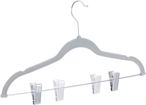 Set di 12 grucce con clip in velluto grigio 13_0000754_2