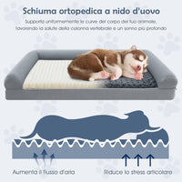 Cuccia Cane Interno in Schiuma, Brandina per Cani con Cuscino, Copertura Rimovibile e Tessuto Interno Impermeabile, Lettino per Animali Domestici, Grigio (113 x 89 x 18 cm)