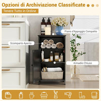 Mobile bagno, Armadietto 40 x 30 x 70cm Multiuso e Salvaspazio con Ante e Mensola Regolabile, Mobiletto in Legno per Soggiorno, Camera da letto e Ufficio (Nero)