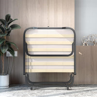 Letto Brandina Pieghevole a Doghe con Materasso in Memory Foam, 200x90 cm, Letto Portatile con 4 Ruote e Struttura Resistente, Carico 130kg, Made in Italy (Stile 2)