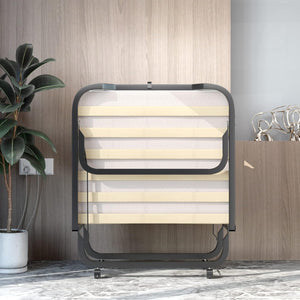 Letto Brandina Pieghevole a Doghe con Materasso in Memory Foam, 200x90 cm, Letto Portatile con 4 Ruote e Struttura Resistente, Carico 130kg, Made in Italy (Stile 2)