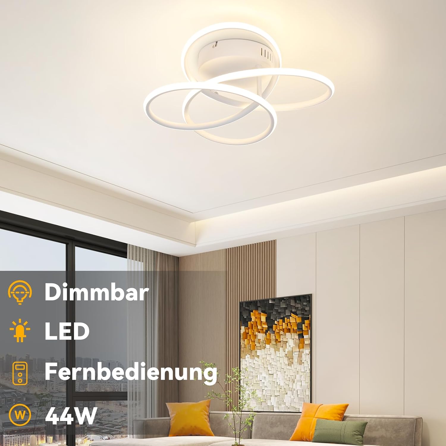 ZMH Lampada da soffitto plafoniera LED metallo 36 cm forma farfalla dimmerabile per soggiorno