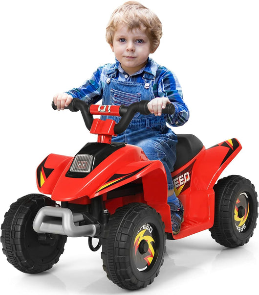 6V Quad Elettrico per Bambini, Mini Quad da Spiaggia con Funzione Avanti/Indietro, Velocità Massima 4,6 km/h, Regalo per Bambini 3 Anni+ (Rosso)