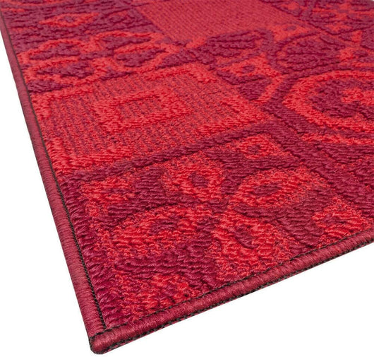 Tappeto Cucina 3D Passatoia Antiscivolo Piastrella Maiolica Bordeaux 50x75 cm