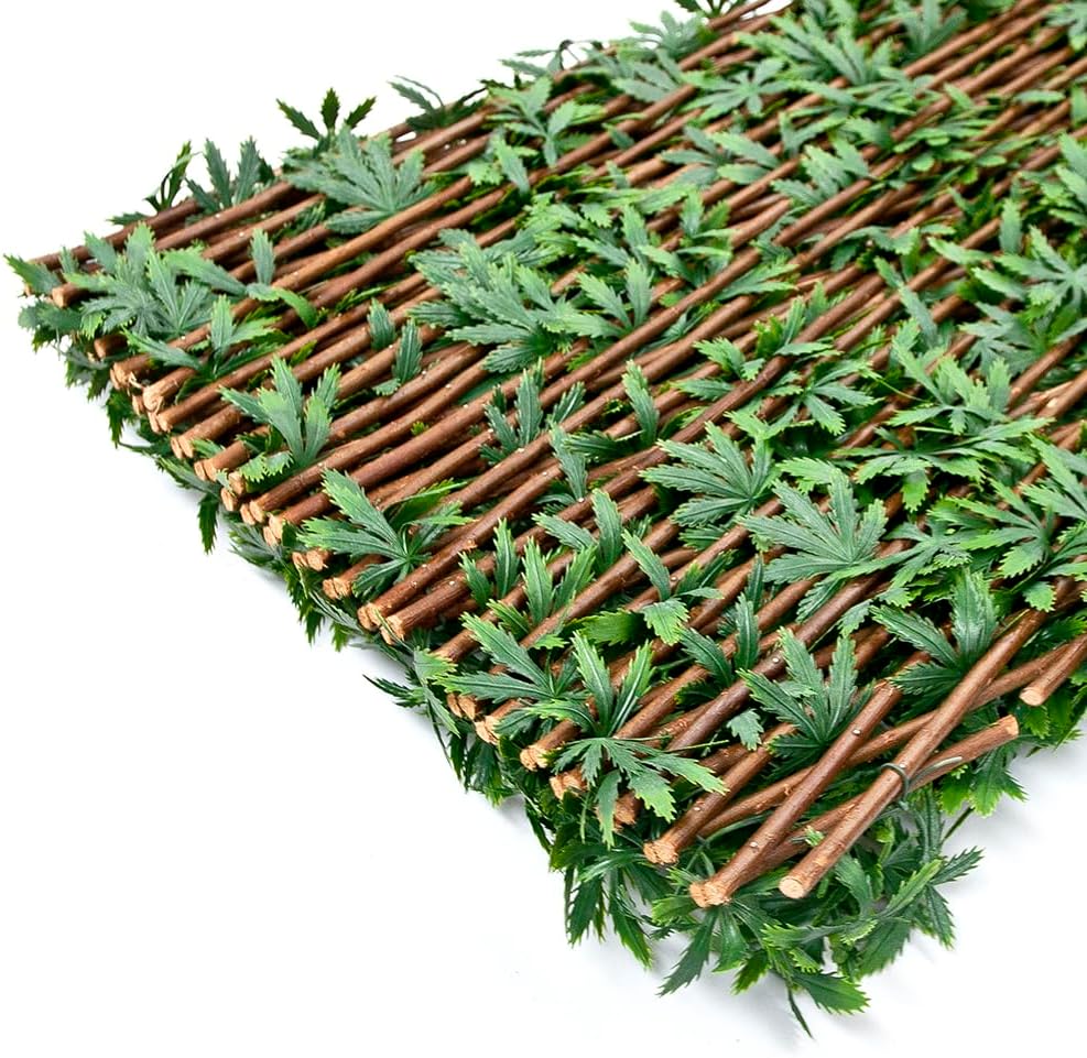 Siepe Artificiale Estensibile Foglie 3D Recinto 100x200 Cm Separè Divisore Traliccio Legno